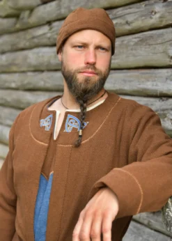 Wikinger Kappe Leif, Diamantköper, Wolle, braun