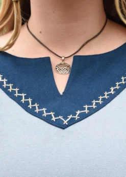 Wikinger Kleid Jona, blaugrau/blau