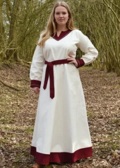 Wikinger Kleid Jona, natur/weinrot