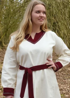 Wikinger Kleid Jona, natur/weinrot