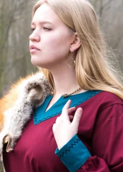 Wikinger Kleid Jona, weinrot/petrol