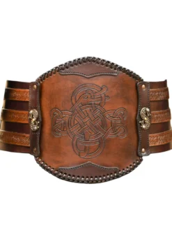 Wikinger Ledergürtel mit Prägung, braun