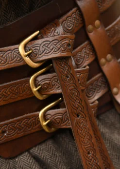 Wikinger Ledergürtel mit Prägung, braun
