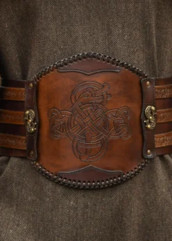Wikinger Ledergürtel mit Prägung, braun