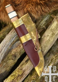 Wikinger-Messer aus Damaststahl mit Holz-/Knochengriff