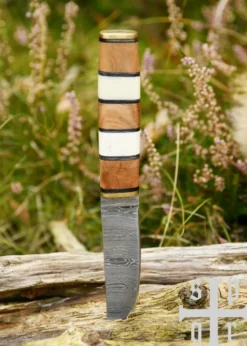 Wikinger-Messer aus Damaststahl mit Holz-/Knochengriff