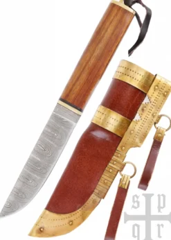 Wikinger-Messer aus Damaststahl mit Holzgriff