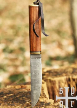 Wikinger-Messer aus Damaststahl mit Holzgriff