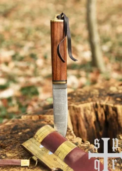 Wikinger-Messer aus Damaststahl mit Holzgriff