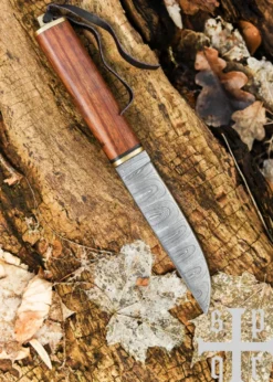 Wikinger-Messer aus Damaststahl mit Holzgriff