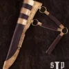 Wikinger-Messer aus Damaststahl mit Holz-/Messinggriff