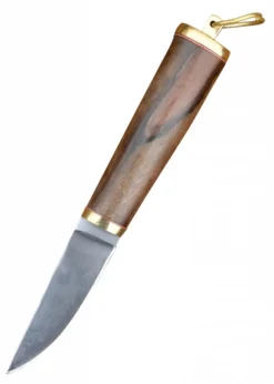 Wikinger Messer mit Griff aus Walnussholz und Lederscheide