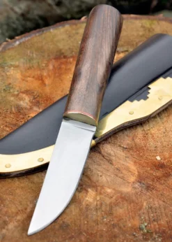 Wikinger Messer mit Walnussgriff und Lederscheide