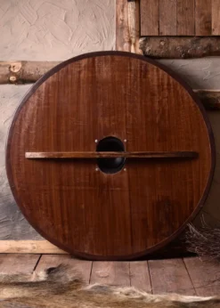 Wikinger Rundschild, aus Holz, mit Greiftier-Bemalung