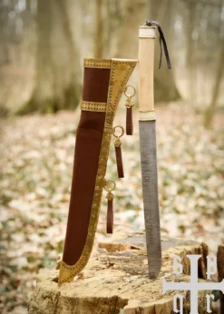 Wikinger-Sax aus Damaststahl mit Holz-/Knochengriff
