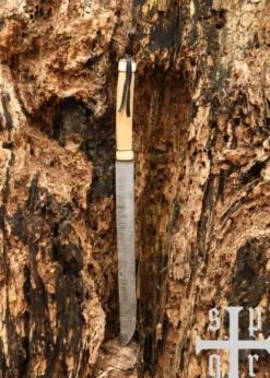 Wikinger-Sax aus Damaststahl mit Holz-/Knochengriff