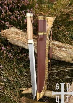 Wikinger-Sax aus Karbonstahl mit Holz-/Knochengriff