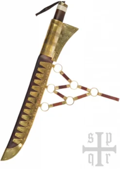 Wikinger-Saxmesser, Langsax aus Damaststahl, Holz-Knochengriff