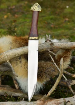 Wikinger-Sax mit brauner Lederscheide und Holzgriff
