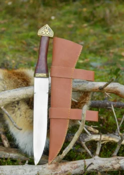 Wikinger-Sax mit brauner Lederscheide und Holzgriff