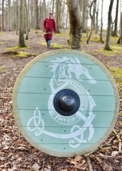 Wikingerschild 'Fenrir' mit Rohhaut-Umrandung, 80 cm