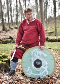 Wikingerschild 'Fenrir' mit Rohhaut-Umrandung, 80 cm