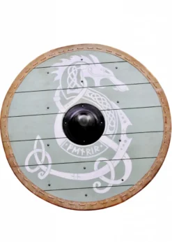 Wikingerschild 'Fenrir' mit Rohhaut-Umrandung, 80 cm