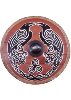 Wikingerschild 'Hugin & Munin' mit Rohhaut-Umrandung, 80 cm