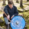 Wikingerschild mit Fenrir-Motiv, handbemalt, 61 cm