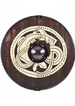 Wikingerschild mit Greiftier-Motiv, handbemalt, 61 cm
