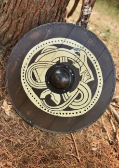 Wikingerschild mit Greiftier-Motiv, handbemalt, 61 cm