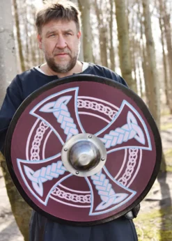 Wikingerschild mit Keltenkreuz-Motiv, handbemalt, 61 cm
