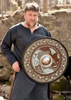 Wikingerschild mit Raben-Motiv und Triquetras, 61 cm