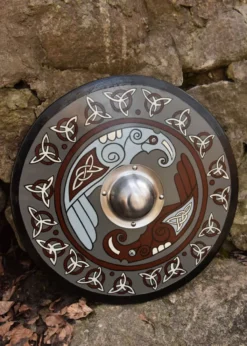 Wikingerschild mit Raben-Motiv und Triquetras, 61 cm