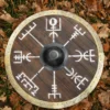 Wikingerschild 'Vegvísir' mit Rohhaut-Umrandung, 60 cm