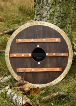Wikingerschild 'Vegvísir' mit Rohhaut-Umrandung, 60 cm