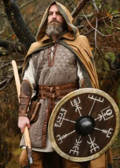 Wikingerschild 'Vegvísir' mit Rohhaut-Umrandung, 60 cm