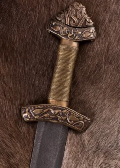 Wikingerschwert aus Dybäck mit Scheide, Damaststahl