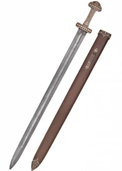 Wikingerschwert mit Bronzegriff, Damaststahl
