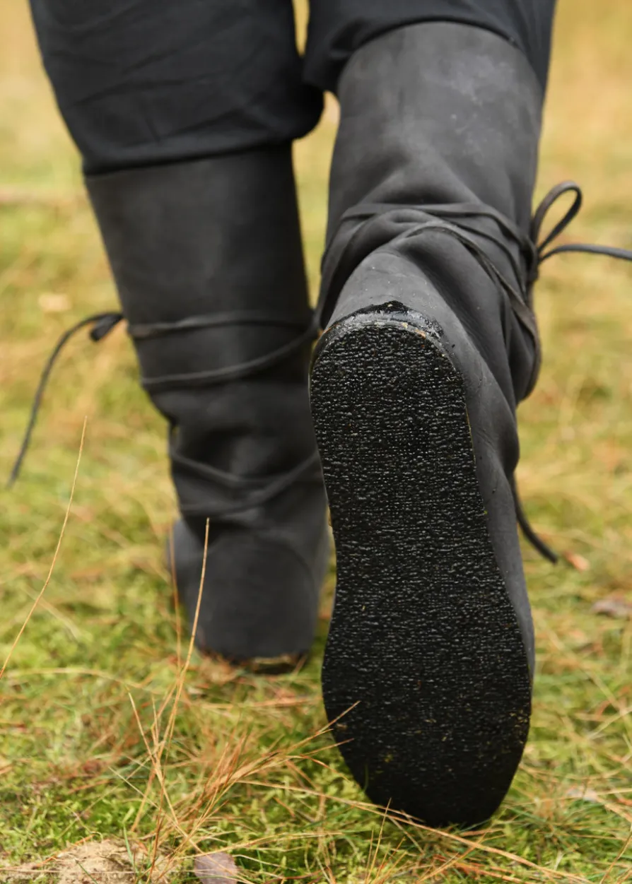 Wikinger Stiefel mit Schnürung, schwarz