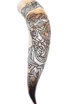 Wikinger-Trinkhorn mit Fenrir-Motiv