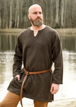 Wikingertunika Morten, Fischgrätmuster, braun