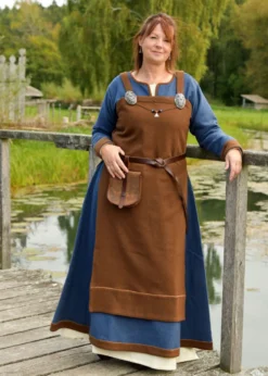 Wikinger Wollkleid Lykka, blau-braun