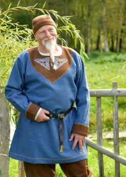 Wikinger Wolltunika Esben, blau-braun
