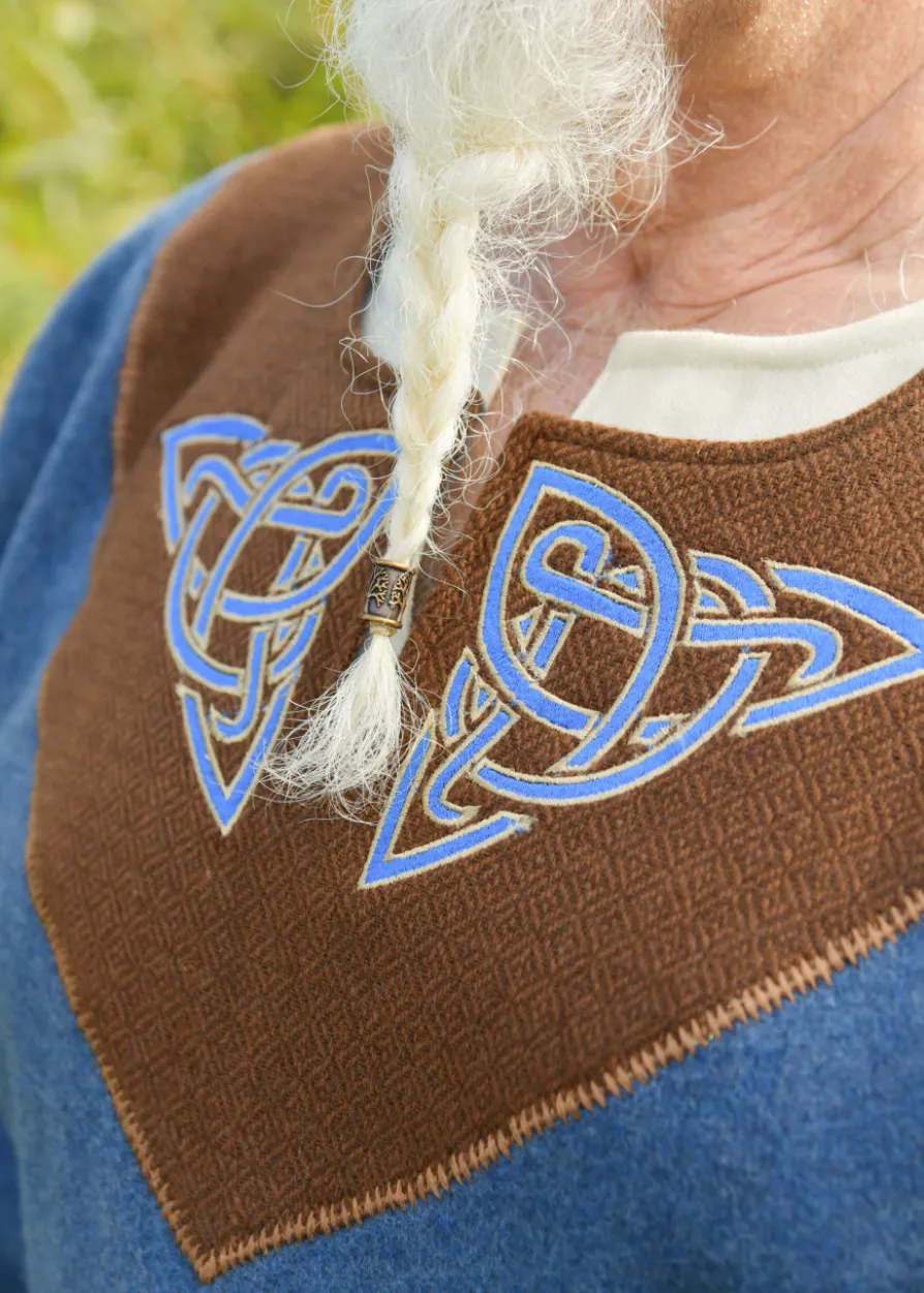 Wikinger Wolltunika Esben, blau-braun