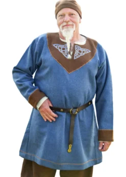 Wikinger Wolltunika Esben, blau-braun