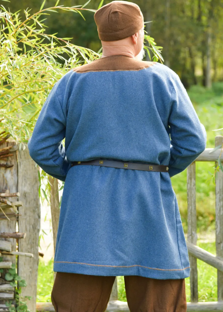 Wikinger Wolltunika Esben, blau-braun