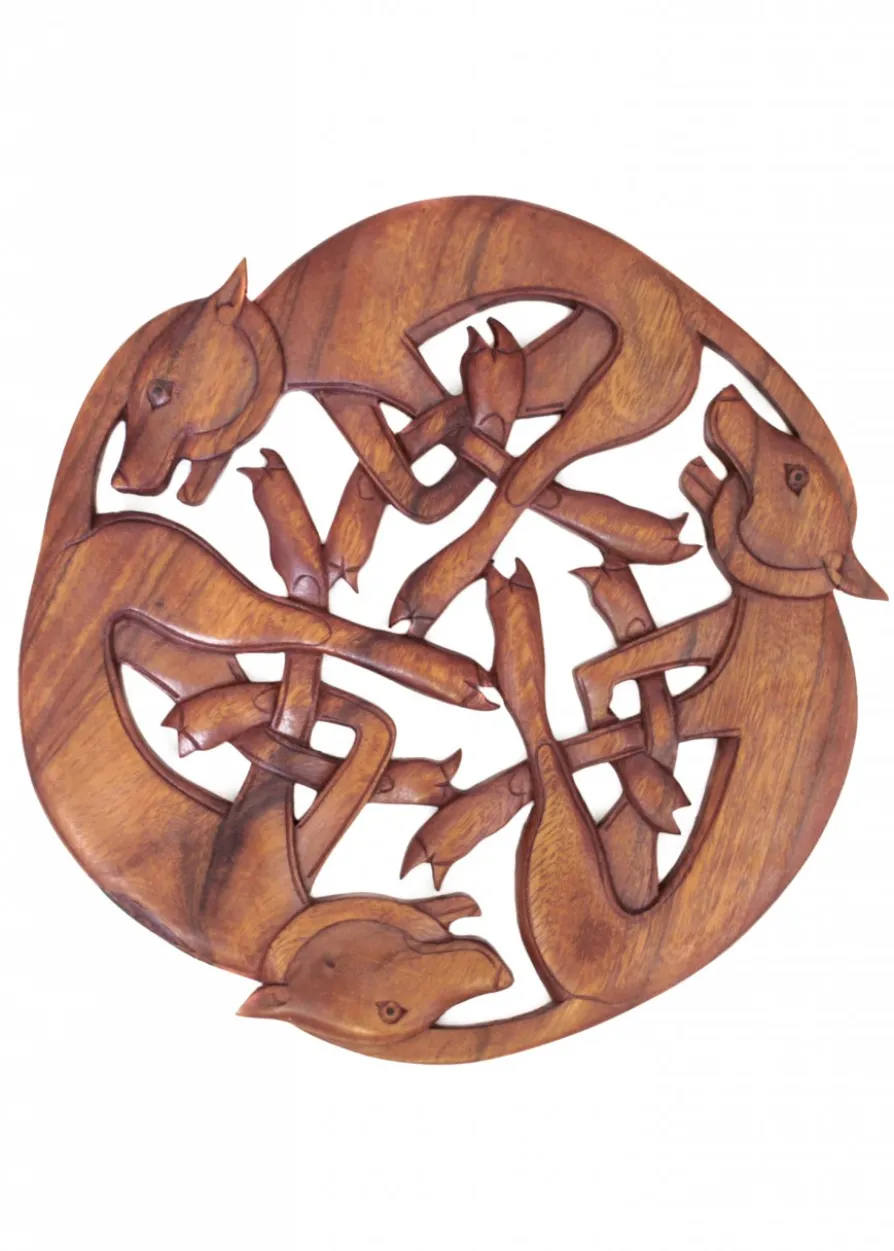Wilde Jagd, Wandschmuck aus Holz, handgeschnitzt
