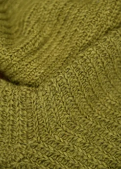 Wollsocken, gehäkelt, grün-gelb