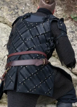 Woodsman LARP-Rüstung, Veloursleder, Schwarz